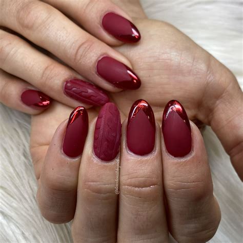 red matte chrome nails